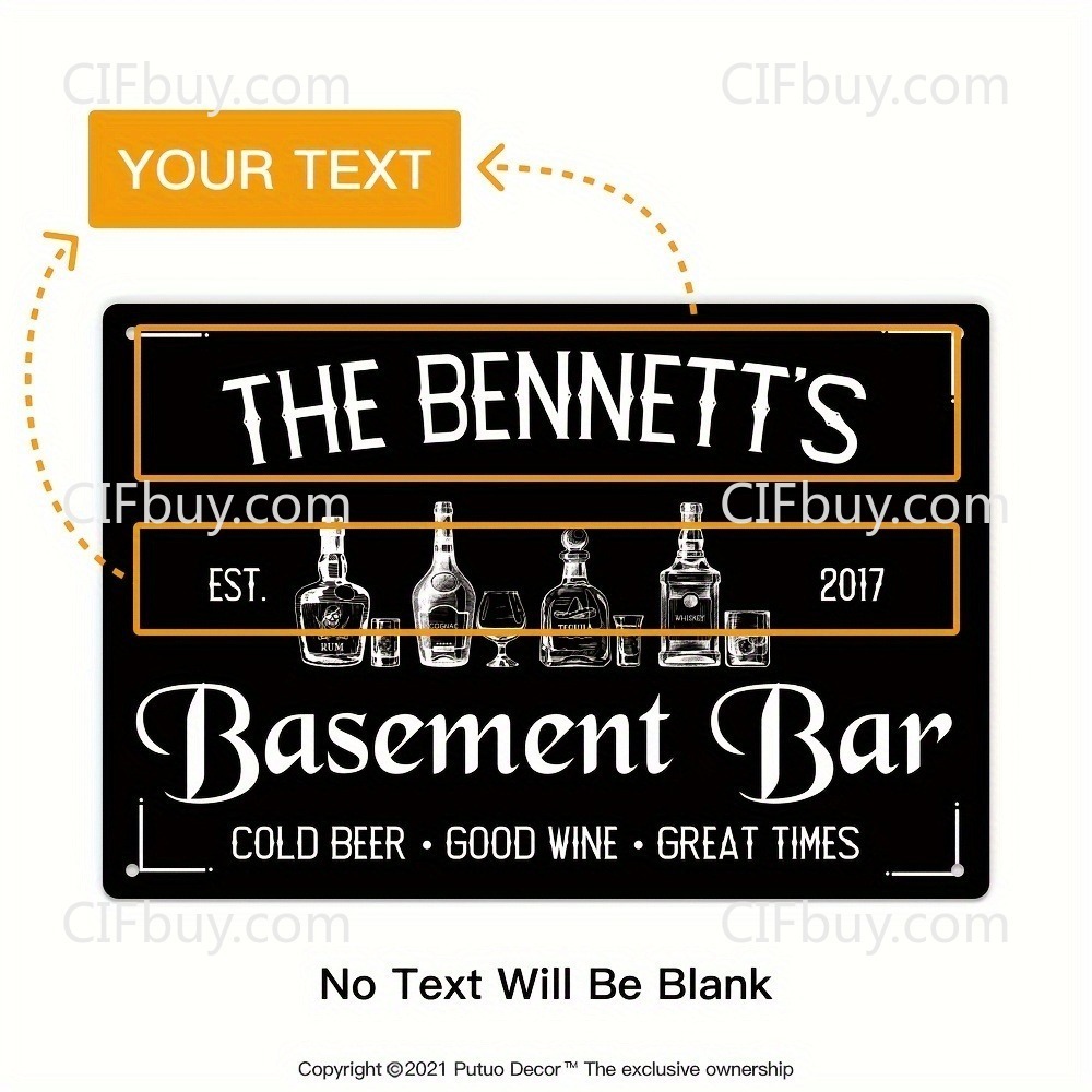 Wine Beer Name - 1pc Custom Name & Year Basement