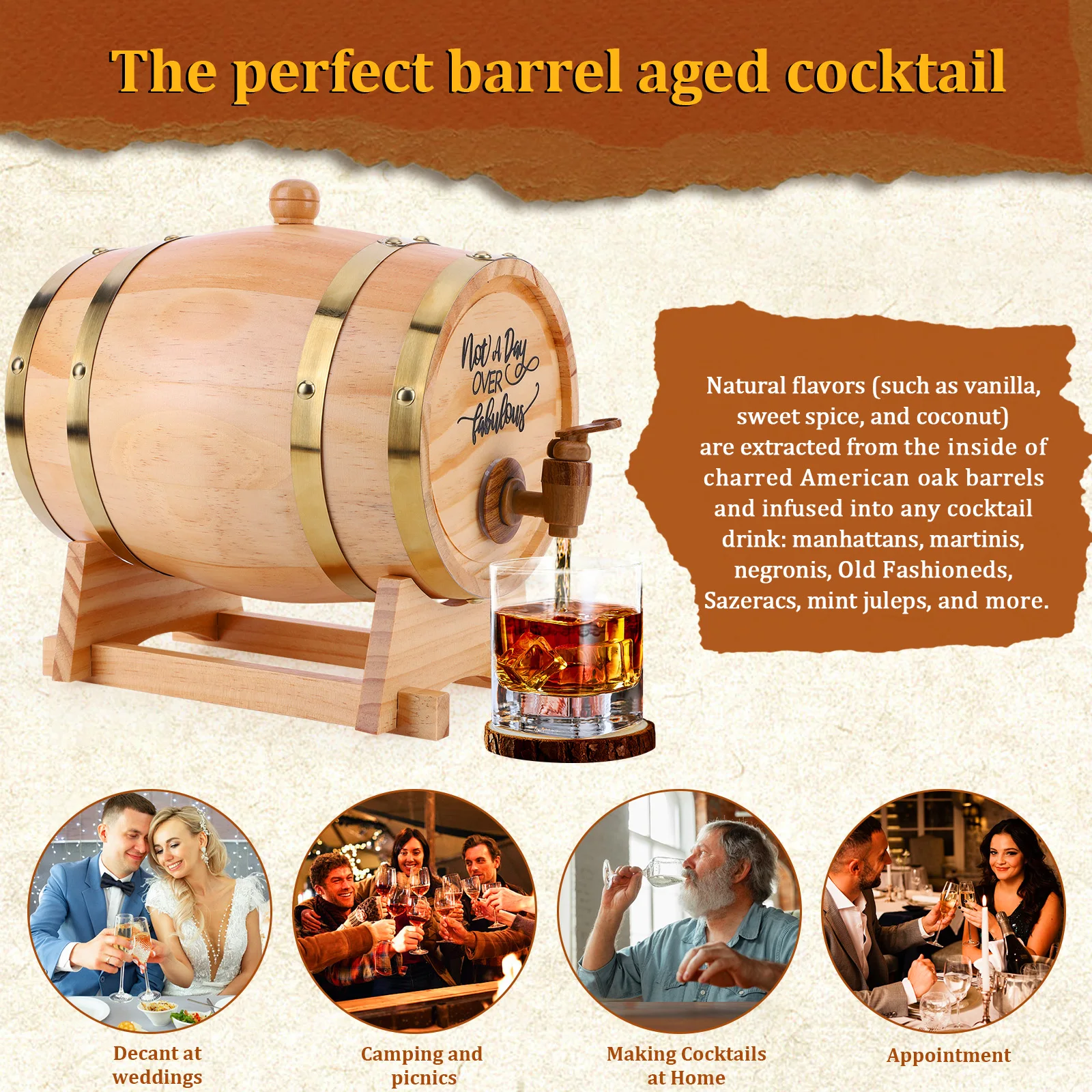3L Wooden Whiskey Barrel with  - огляд і ціна Wine With Beer Cocktail