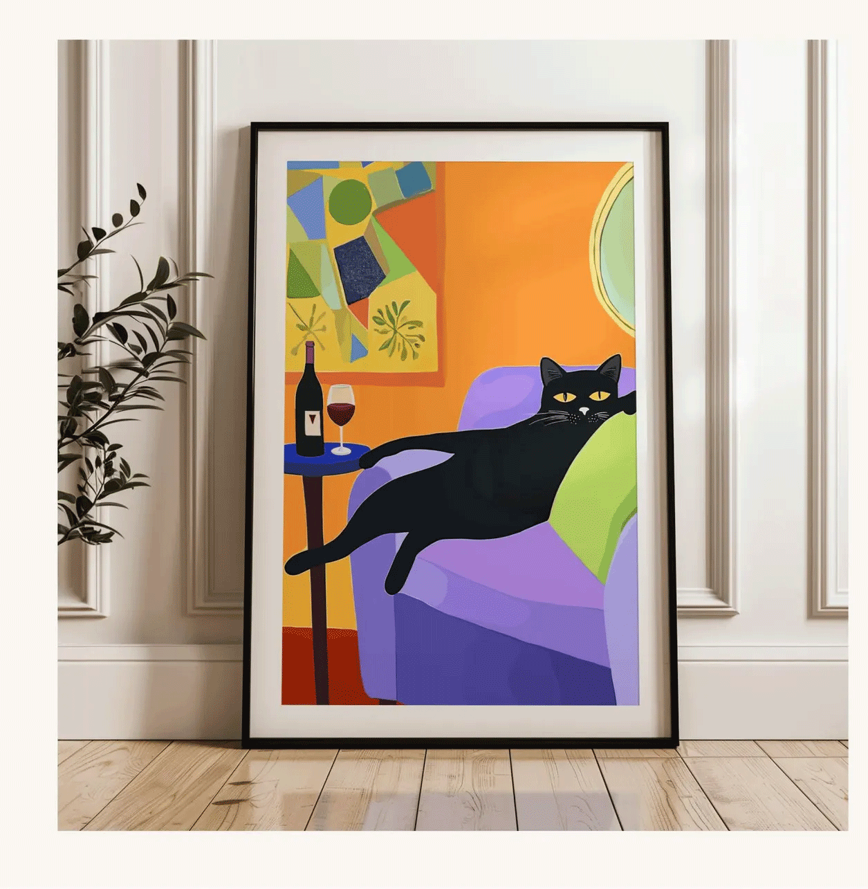 Retro Black Cat Wine Wall Art  - огляд і ціна Wine Beer Bar