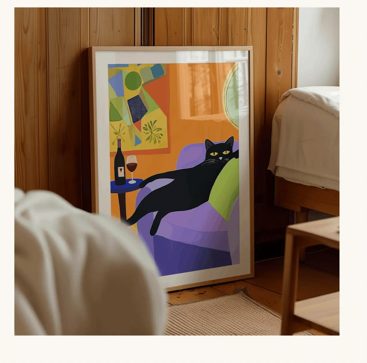 Retro Black Cat Wine Wall Art  - огляд і ціна Wine Beer Bar