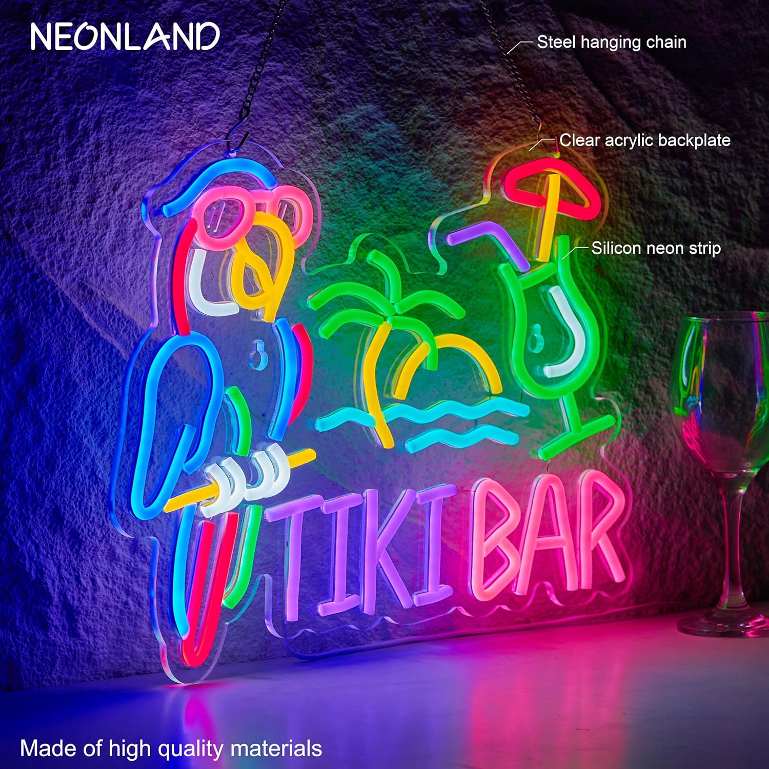 Tiki Bar Parrot Palm Tree Neon - огляд і ціна Beer & Wine Downtown