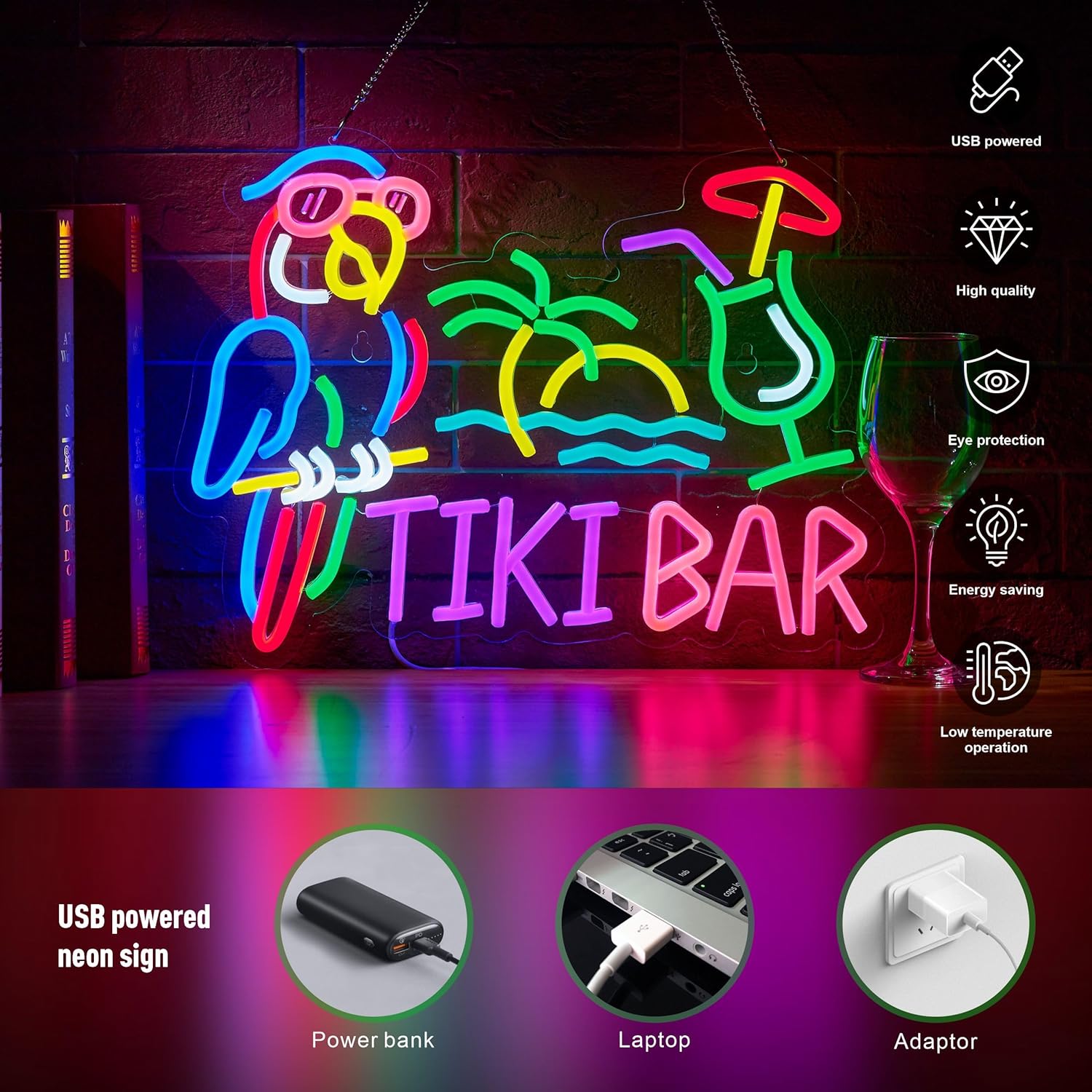 Tiki Bar Parrot Palm Tree Neon - огляд і ціна Beer & Wine Downtown